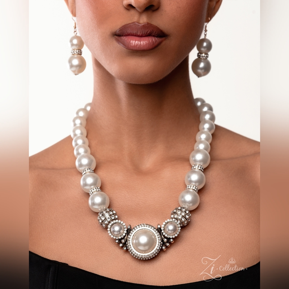 Silver Pearl Necklace and Earring Set